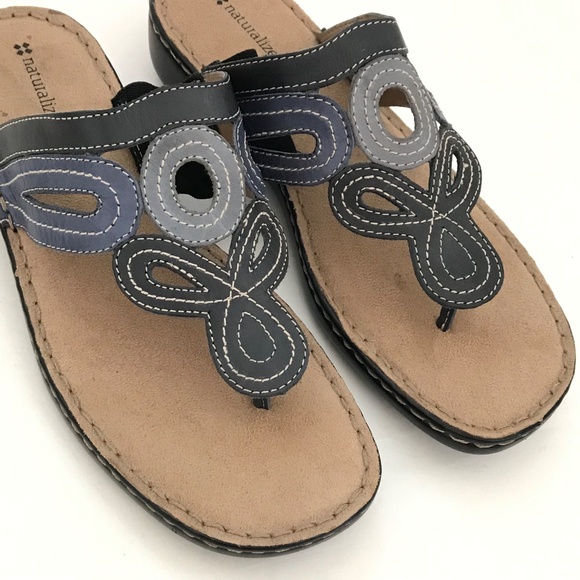 NATURALIZER Leather Sandals Calon Thong Sandals Women’s Size 10 WIDE - Picture 2 of 16